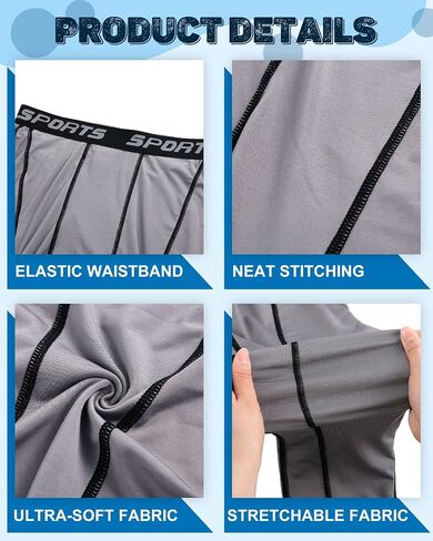 6 Pcs Men's Compression Pants Athletic Running Tights Rapid Dry Men's Leggings for Sports Thermal Base Layer Bottoms for Basketball Yoga Workout, 6 Colors, L Multicolor in Saudi Arabia