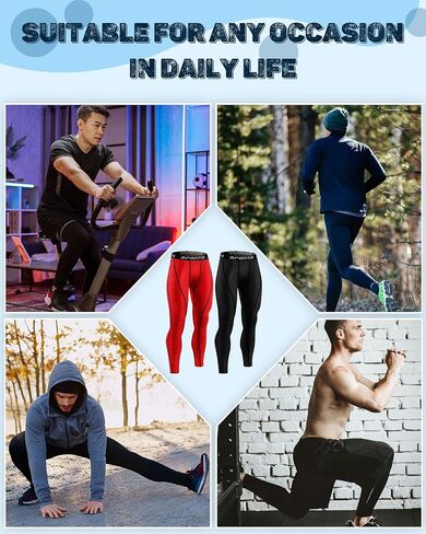 6 Pcs Men's Compression Pants Athletic Running Tights Rapid Dry Men's Leggings for Sports Thermal Base Layer Bottoms for Basketball Yoga Workout, 6 Colors, L Multicolor in Saudi Arabia