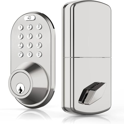 قفل باب لوحة المفاتيح بدون مفتاح - رمز رقمي إلكتروني ذكي ترقيته Deadbolt للأبواب الأمامية مع مفاتيح ، قفل واحد لللمس ، وتثبيت سهل (Satin Nickel) in Saudi Arabia