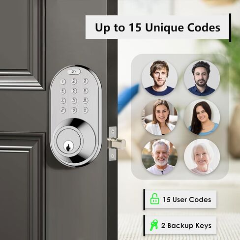 قفل باب لوحة المفاتيح بدون مفتاح - رمز رقمي إلكتروني ذكي ترقيته Deadbolt للأبواب الأمامية مع مفاتيح ، قفل واحد لللمس ، وتثبيت سهل (Satin Nickel) in Saudi Arabia