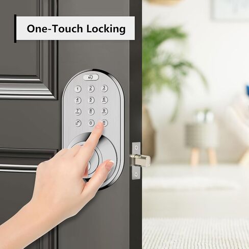 قفل باب لوحة المفاتيح بدون مفتاح - رمز رقمي إلكتروني ذكي ترقيته Deadbolt للأبواب الأمامية مع مفاتيح ، قفل واحد لللمس ، وتثبيت سهل (Satin Nickel) in Saudi Arabia