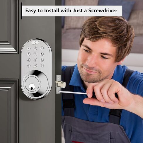 قفل باب لوحة المفاتيح بدون مفتاح - رمز رقمي إلكتروني ذكي ترقيته Deadbolt للأبواب الأمامية مع مفاتيح ، قفل واحد لللمس ، وتثبيت سهل (Satin Nickel) in Saudi Arabia