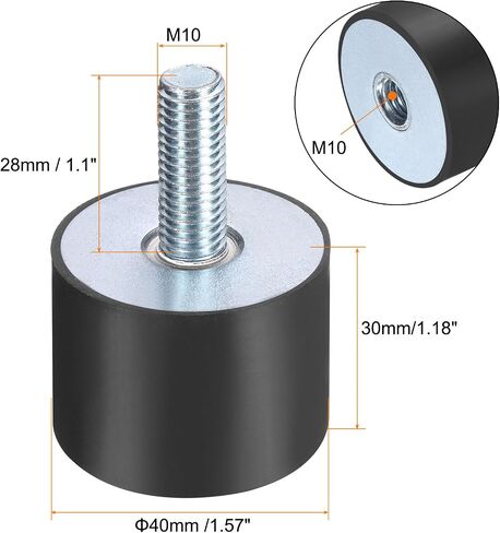uxcell 4pcs M4x10mm Rubber Isolator Mounts with Studs 15x15mm Male Female Vibration Shock Absorber Zinc Plated Cylindrical Thread Mounts Anti Vibration Isolators with 4pcs M4 Lock Nuts in Saudi Arabia