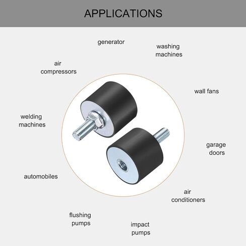 uxcell 4pcs M4x10mm Rubber Isolator Mounts with Studs 15x15mm Male Female Vibration Shock Absorber Zinc Plated Cylindrical Thread Mounts Anti Vibration Isolators with 4pcs M4 Lock Nuts in Saudi Arabia