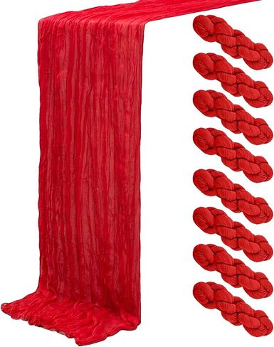 8Pack Red Cheesectoved Table Table Runners 120inch Gauze Table Table Cheese Commit Red Table Runner Rustic Shime Runner for Wedding Baby Birthday Party Party Decor in Kuwait