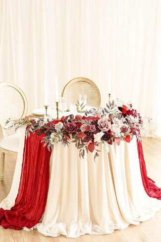 8Pack Red Cheesectoved Table Table Runners 120inch Gauze Table Table Cheese Commit Red Table Runner Rustic Shime Runner for Wedding Baby Birthday Party Party Decor in Kuwait