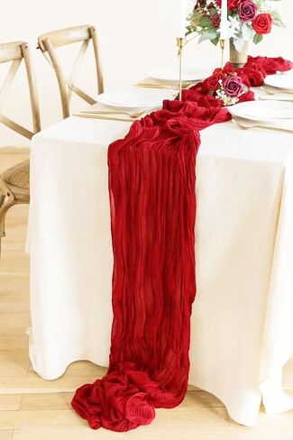 8Pack Red Cheesectoved Table Table Runners 120inch Gauze Table Table Cheese Commit Red Table Runner Rustic Shime Runner for Wedding Baby Birthday Party Party Decor in Kuwait