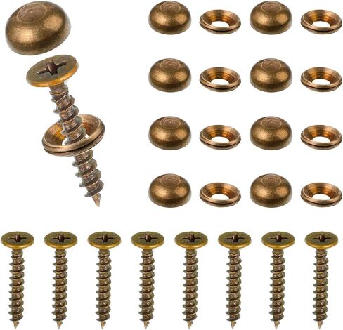 8 Pcs Brass Decorative Screws with Caps, Self Tapping Pure Fixing Screw Covers Mirror Screw Decorative Tacks for Furniture, Cabinet Handle, Doors, Mirror Fixing (15 mm, Bronze) in Saudi Arabia