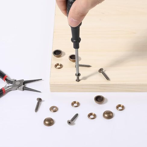 8 Pcs Brass Decorative Screws with Caps, Self Tapping Pure Fixing Screw Covers Mirror Screw Decorative Tacks for Furniture, Cabinet Handle, Doors, Mirror Fixing (15 mm, Bronze) in Saudi Arabia