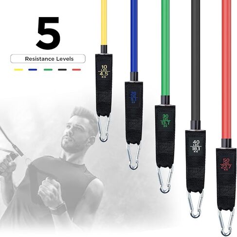 Resistance Bands, Simmgud Exercise Bands Set with Handles, Work Out Bands with Door Anchor, Ankle Straps for Strength Training, Physical Therapy, Home Gym for Men and Women, Yoga, Pilates 150 LBS in Saudi Arabia