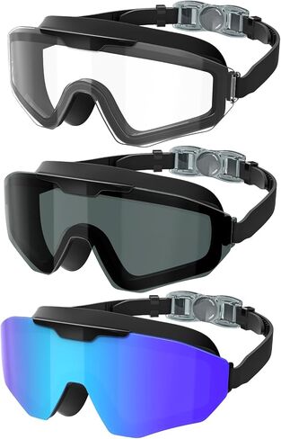 Swim Goggles for-Men-Women-Adult Swimming Goggles-Goggles for Men:Anti-Fog No Leaking UV400 Protection Wide View 3 Pack in Kuwait