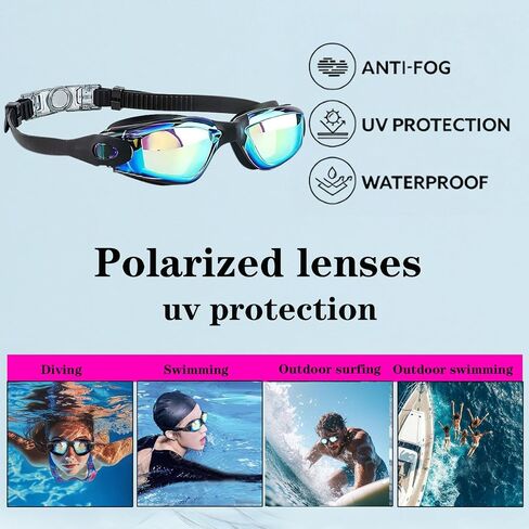 Swim Goggles Swimming Goggles No Leaking with Nose Clip, Earplugs, Swim Cap and Case for Men Women in Saudi Arabia