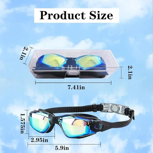 Swim Goggles Swimming Goggles No Leaking with Nose Clip, Earplugs, Swim Cap and Case for Men Women in Saudi Arabia