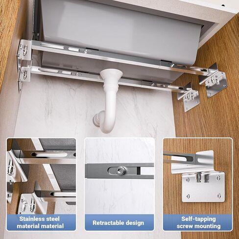 Sink Support | Undermount Kitchen Sink Brackets | Heavy Duty Adjustable Stainless Steel Pole - Undermount Sinks Kit for Kitchen, Bathroom 28.0-39.4 inches(71-100CM), 2 Packs in Saudi Arabia