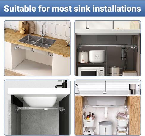 Sink Support | Undermount Kitchen Sink Brackets | Heavy Duty Adjustable Stainless Steel Pole - Undermount Sinks Kit for Kitchen, Bathroom 28.0-39.4 inches(71-100CM), 2 Packs in Saudi Arabia