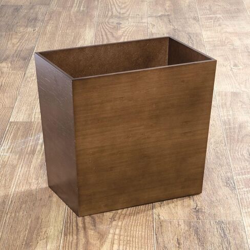 Mdesign مستطيلة القمامة الضيقة Can Wastebasket ، حاوية الحاوية الصغيرة الحمام ، المطبخ ، المكتب المنزلي ، غرفة الحرفية ، قشرة الخيزران ، مجموعة بروك ، بني in Saudi Arabia