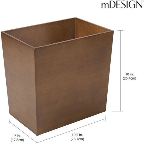 Mdesign مستطيلة القمامة الضيقة Can Wastebasket ، حاوية الحاوية الصغيرة الحمام ، المطبخ ، المكتب المنزلي ، غرفة الحرفية ، قشرة الخيزران ، مجموعة بروك ، بني in Saudi Arabia