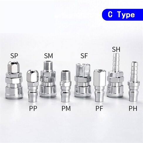 Pneumatic Connectors Coupling C-type Hose Fitting 6mm 8mm 10mm 12mm Quick Release Male Female Joint Air Compressor Accessories(PM,20) in Saudi Arabia