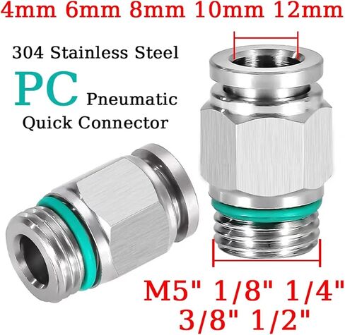304 توصيل خرطوم الهوائي الفولاذ المقاوم للصدأ 4-12 مم من PC G-Thread Tube Tube Connector M5 1/8 1/4 3/8 1/2 تجهيزات الأنابيب السريعة (PC4-G01) in Saudi Arabia