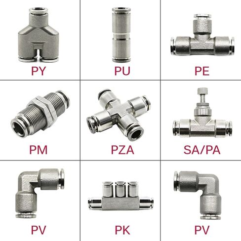 304 من الفولاذ المقاوم للصدأ المعدني الهوائية الاقتران السريع تركيب PU PV PE 4 6 8 10 12MM موصل أنبوب الهواء ارتفاع الضغط (PE ، 10 مم) in Saudi Arabia