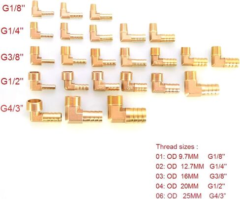 1pcs خرطوم النحاس Barb Fitting Elbow 6/8/10/12/16mm إلى 1/4 1/8 1/2 3/8 "BSPT MALE THROW BARDED CONNECTOR ADAPTER (16 مم بارب ، 3/8") in Saudi Arabia