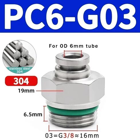 304 توصيل خرطوم الهوائي الفولاذ المقاوم للصدأ 4-12 مم من PC G-Thread Tube Tube Connector M5 1/8 1/4 3/8 1/2 تجهيزات الأنابيب السريعة (PC4-G01) in Saudi Arabia