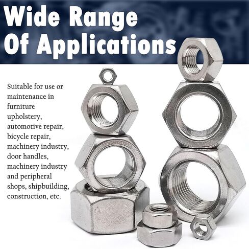 m12x1.25mm hex nut gut ، 304 من الفولاذ المقاوم للصدأ مقاوم المقاوم للصدأ سداسيس القفل ، والفضة ، 5pcs in Kuwait