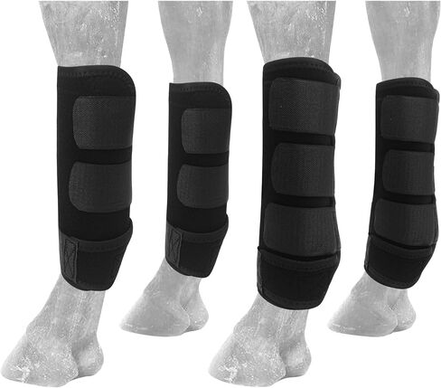 4pcs protectores para caballos patas ، أحذية ليف الساقين الحصان المحميات المحددة لدرب الساقين الأماميين حراس الفروسية ، فلينت سبورتي ، دعم التروس الرياضية بوتاس ، وملحقات النيوبرين in Saudi Arabia