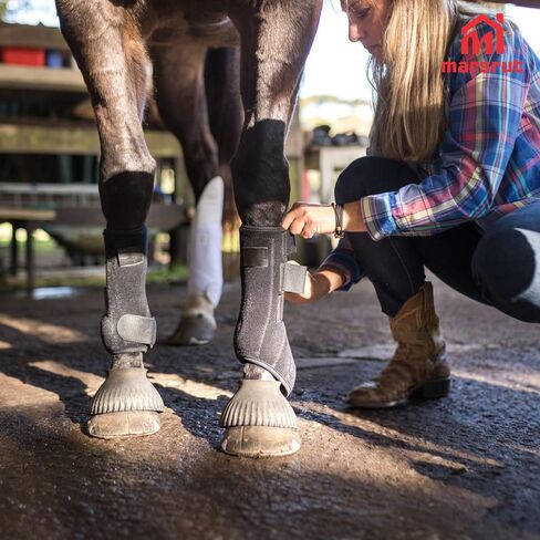 4pcs protectores para caballos patas ، أحذية ليف الساقين الحصان المحميات المحددة لدرب الساقين الأماميين حراس الفروسية ، فلينت سبورتي ، دعم التروس الرياضية بوتاس ، وملحقات النيوبرين in Saudi Arabia