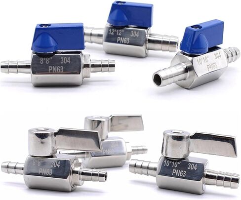 1PCS mini ball valve stainless steel 7mm 8mm 10mm 12mm pagoda adapter 304 hardware 2-way gas ball valve tip(8mm,Blue) in Saudi Arabia