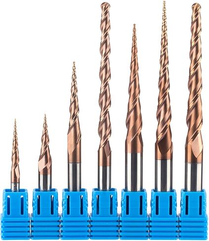 yingjun hrc55 كرة مدببة الأنف الطاحونة طاحونة التنغستن الصلبة الكربيد المغلفة المخروط CNC قاطع طحن D4-D10mm (طول الحافة: 1862) in Kuwait