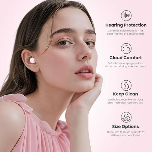 Earplugs for Sleeping,Noise Reduction Soft Reusable Silicone Earplugs with Carrying Case, Hearing Protection Ear Plugs for Concert,Focus,Working,Studying&Sound Reduction 30dB in Kuwait