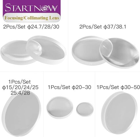 Startnow WSX Non-Original Fused Silica Focus Lens 2Pcs/Set Collimating Lens Dia.37mm FL100/150/190/200 Fiber Laser Lens for WSX Welding Machine Head (WSX, Dia.37mm CL100 Collimate Len) in Kuwait