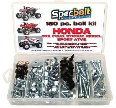 150pc specbolt Honda 400ex & 250ex Bolt Kit للصيانة المحاكاة الأصلية لمواصفات OEM Quad Trx400ex Trx250x Aslo Great for ATC & Trx 350x 300X 300X 250X 250X 200SX 200S 200X 125CC 110CC & TRX90 MODELS in Saudi Arabia
