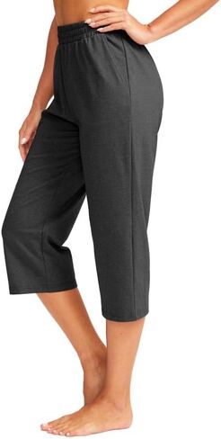 Pudolla Women's Capris Yoga Pants 18 "/20" قطنية كابري سروال سروال عريض ساق الصيف غير الرسمي مع جيوب in Saudi Arabia