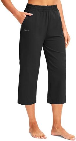 Pudolla Women's Capris Yoga Pants 18 "/20" قطنية كابري سروال سروال عريض ساق الصيف غير الرسمي مع جيوب in Saudi Arabia