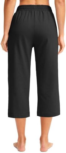 Pudolla Women's Capris Yoga Pants 18 "/20" قطنية كابري سروال سروال عريض ساق الصيف غير الرسمي مع جيوب in Saudi Arabia