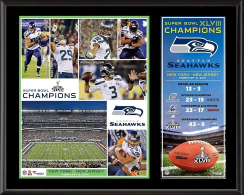 Seattle Seahawks Super Bowl XLVIII Champions Sublimated 12" x 15" Plaque - NFL Team Plaques and Collages in Saudi Arabia
