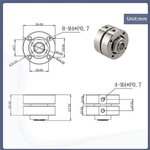 304 Stainless Steel Disc Torque Hinge Threaded Hole Damper 1Pcs(5.0N.m) in Saudi Arabia