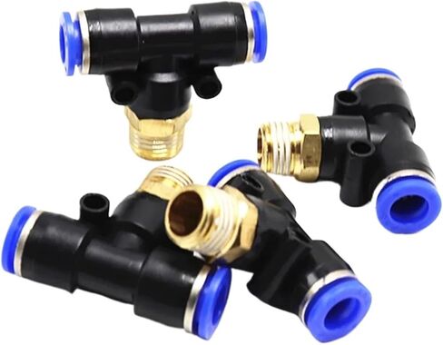 Air Connector Fitting T Shape Tee 12mm-4mm Hose Pipe to 1/8" 1/4" M5 3/8" 1/2" BSPT Male Thread Pneumatic Coupler(6mm,3/8 inch) in Saudi Arabia
