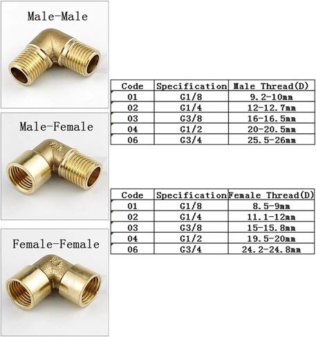 Brass Connector Male Thread Elbow Joint Copper BSPT Thread 1/8 1/4 3/8 1/2 Adapter Pipe Fittings for Water Air Oil Hose Fitting(Female to Female,1/4 inch) in Saudi Arabia