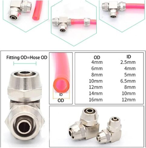 PV PE PM PZA الهوائية الهوائية الموصل السريع النحاس المطلي بالنحاس لأنبوب خرطوم OD 4MM 6 8 10 12 14 16MM اتصال مفصل سريع (PZA ، 10 مم) in Saudi Arabia