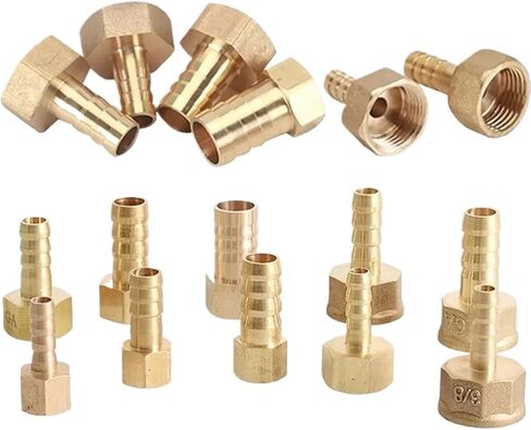 20Pcs PCF Series Brass Fittings with Female Thread 6mm/8mm/10mm/12mm Pneumatic Joint Pagoda Hose Barb Tail Gas Fittings(Barb 8mm-1I2) in Saudi Arabia