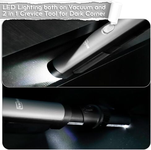 Handheld Vacuum Cordless Car Vacuum Cleaner with 18KPa Powerful Suction, Portable Chargeable Handy Vac with LED Front Light & Storage Dock, Dust Buster for Office Home, Pet Brush for Pet Hair, Gray in Saudi Arabia