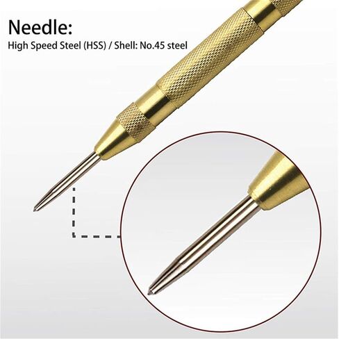 2 Pack Automatic Center Punch, Pamiso 5.1 Inch Spring Loaded Drill Punch Tool,Brass Window Spring Punch Tool, Fixed Point & Car Window Glasses Break in Kuwait