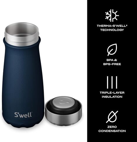 S'well Stainless Steel Traveler, 16oz, Pink Topaz, Triple Layered Vacuum Insulated Containers Keeps Drinks Cold for 24 Hours and Hot for 12, BPA Free, Easy Carrying On the Go in Kuwait