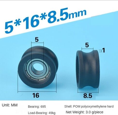U Type Groove Pulley Wheel Nylon Bag Plastic Wheel Bag Plastic Embedded Bearing U5*16 * 8.5mm in Saudi Arabia