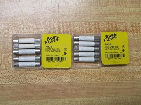 Bussmann ABC-8 8 Amp Fast Acting Ceramic Tube Elect. Fuse, 250V 5-in Tin UL Listed, 5 Pack in Saudi Arabia