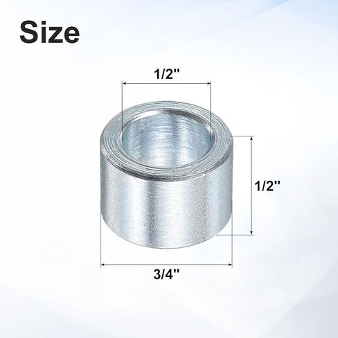 uxcell 10 Pcs Galvanized Steel Spacer 1/2" Bore x 3/4" OD x 1-1/2" Length, Unthreaded Standoff Bushing Plain Finish, Round Metal Spacer Fits M12 Screws Bolts in Saudi Arabia