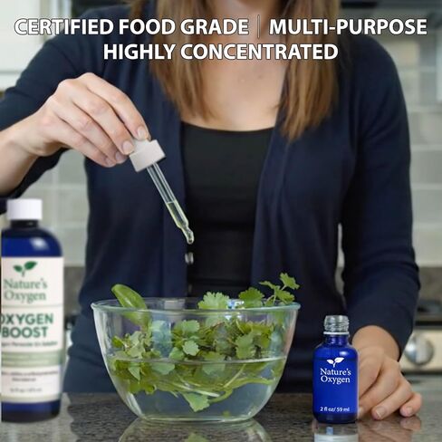 Nature’s Oxygen Food Grade Hydrogen Peroxide 12% Solution, 16 fl oz Pint Bottle with 2 fl oz Dropper, Only H₂O₂ & Water, Highly Concentrated, Made in USA in Saudi Arabia